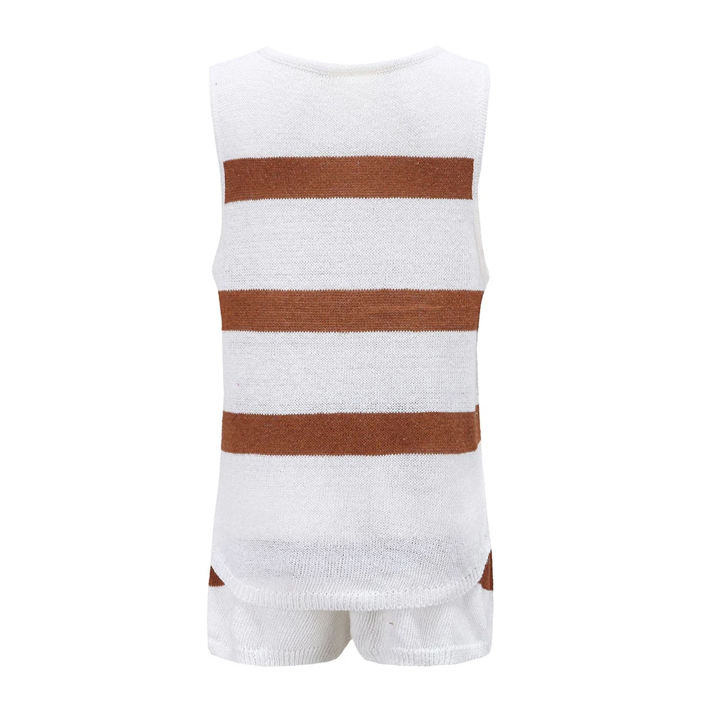 2024 Summer Fashion Casual Deep V-Neck Back Heart Tie Knit Women's Sweater Set Two-Piece Casual Party Trend Wear