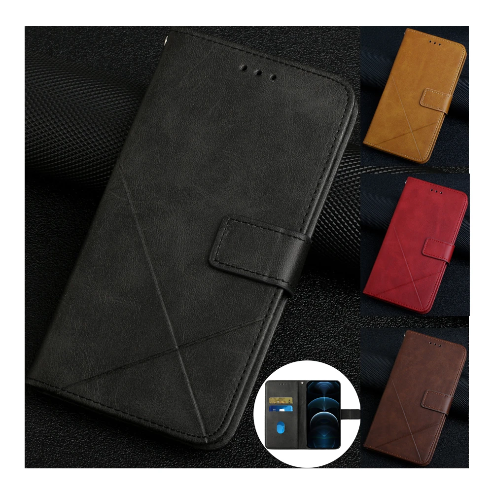 

Geometry Plain Wallet Case For Samsung Galaxy A23 A53 A73 Note 20 Ultra A7 2018 A750 A21S A02S A03S A32 5G Flip Phone Cover Etui