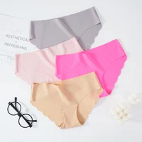 5 pièces/ensemble sans couture glace soie culottes pour femmes intime confort slips grande taille 2XL couleur unie vague caleçon femme Lingere,culottes femmes grandes taille,culotte femme 3