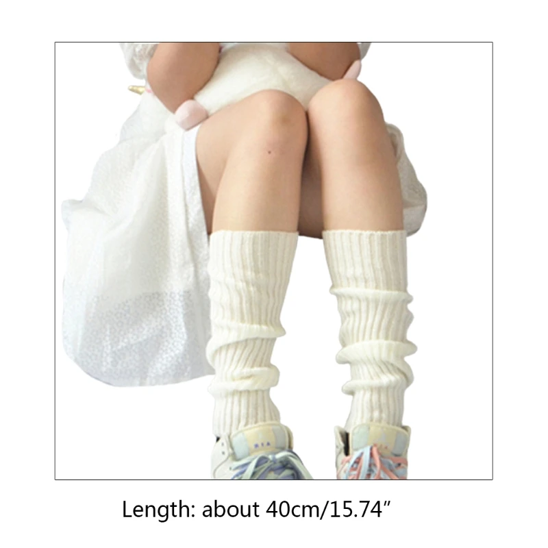 Women Punk Ribbed Knit Knee High Socks 80s Fluorescent Neon Solid Leg  Warmers