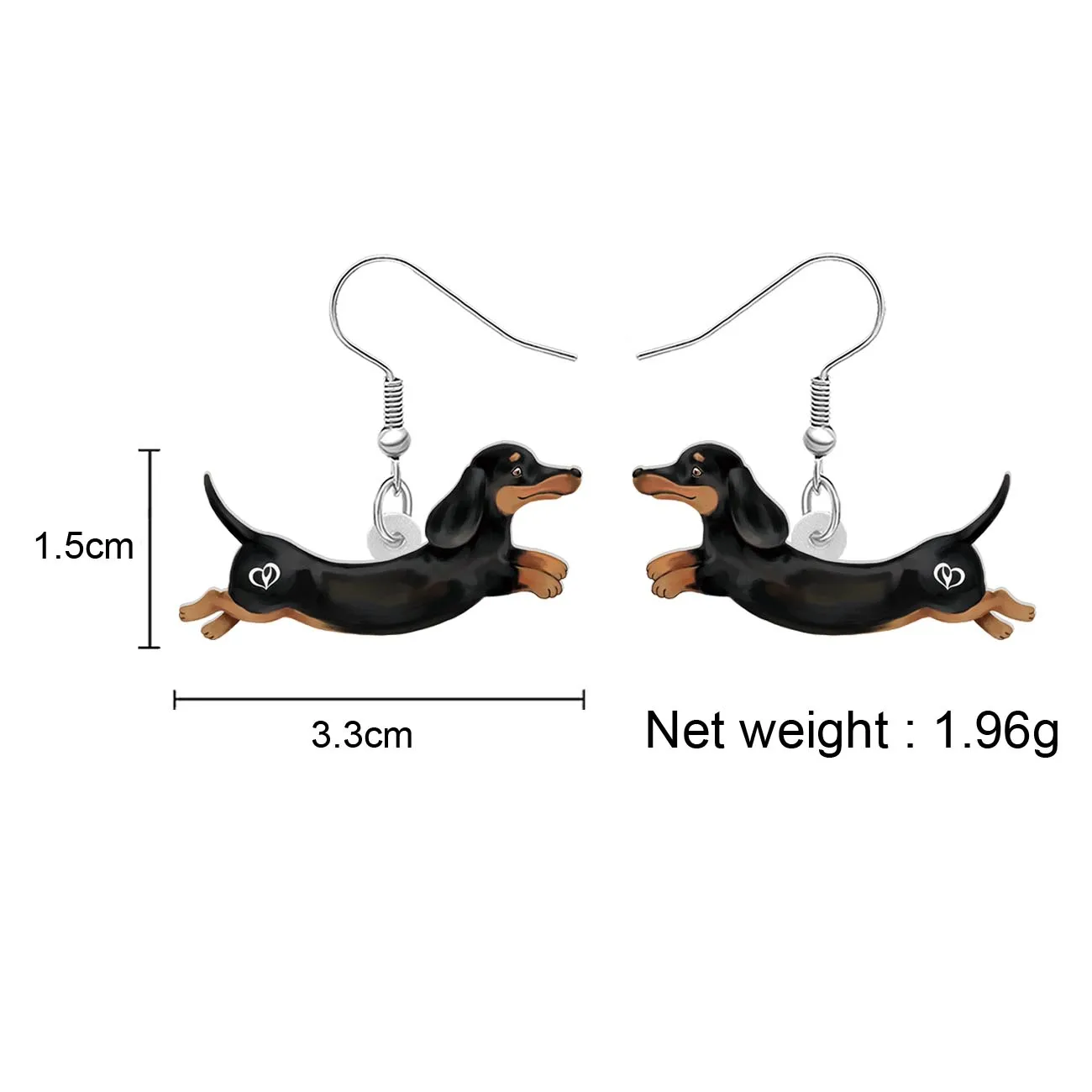 Hypoallergenic Novelty Jewelry Colorful Folk Art Dachshund Dangle Earrings Floral Dachshund Earrings