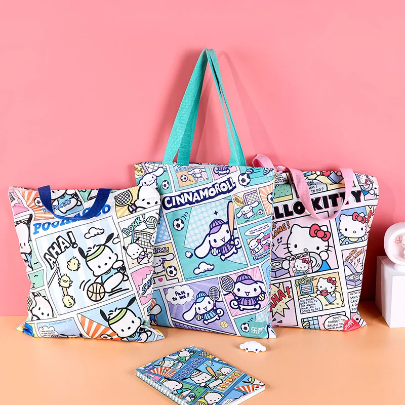 

Cinnamoroll Kuromi Pochacco Hello Kitty Sanrio Cartoon Comic Style Large Capacity Storage Canvas Bag Anime Plush Toys for Girls