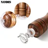 5/8/10inch Wood Salt and Pepper Grinder Solid Wood Spice Mill with Strong Adjustable Ceramic Grinder Kitchen Cooking Tools 5