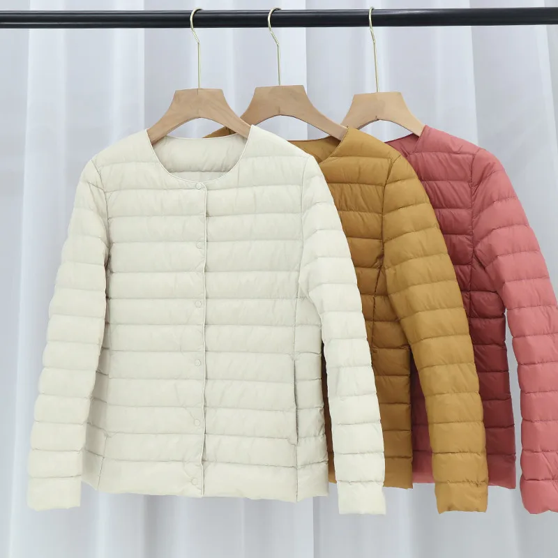 

Two Wears Women Down Coat Ultra Light White Duck Down Jacket Parkas 2022 Autumn Winter Ladies Short Warm Thin Puffer Outwears