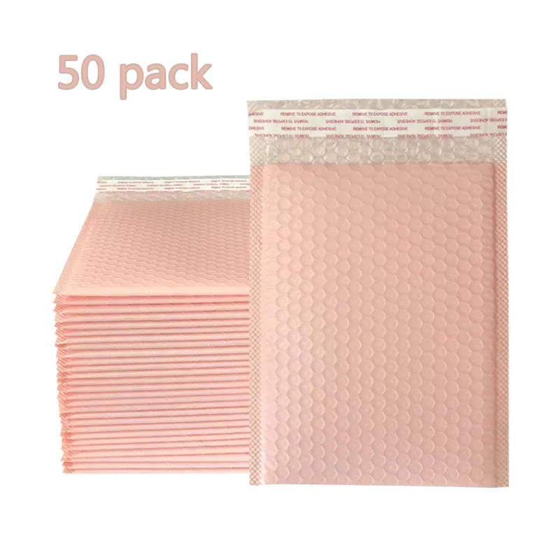 

50 Pcs Bubble Envelopes Bare Pink Packing Bags Self-Sealing Filled Envelope Shipping Packaging Anti-Fall Protection Gift bags