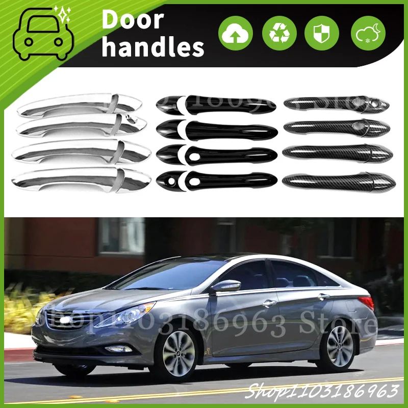 

For HYUNDAI Sonata 2011-2013 Gloss Black Chrome Car Door Handle Cover Trim Styling Accessories Car Stickers Auto Accessories