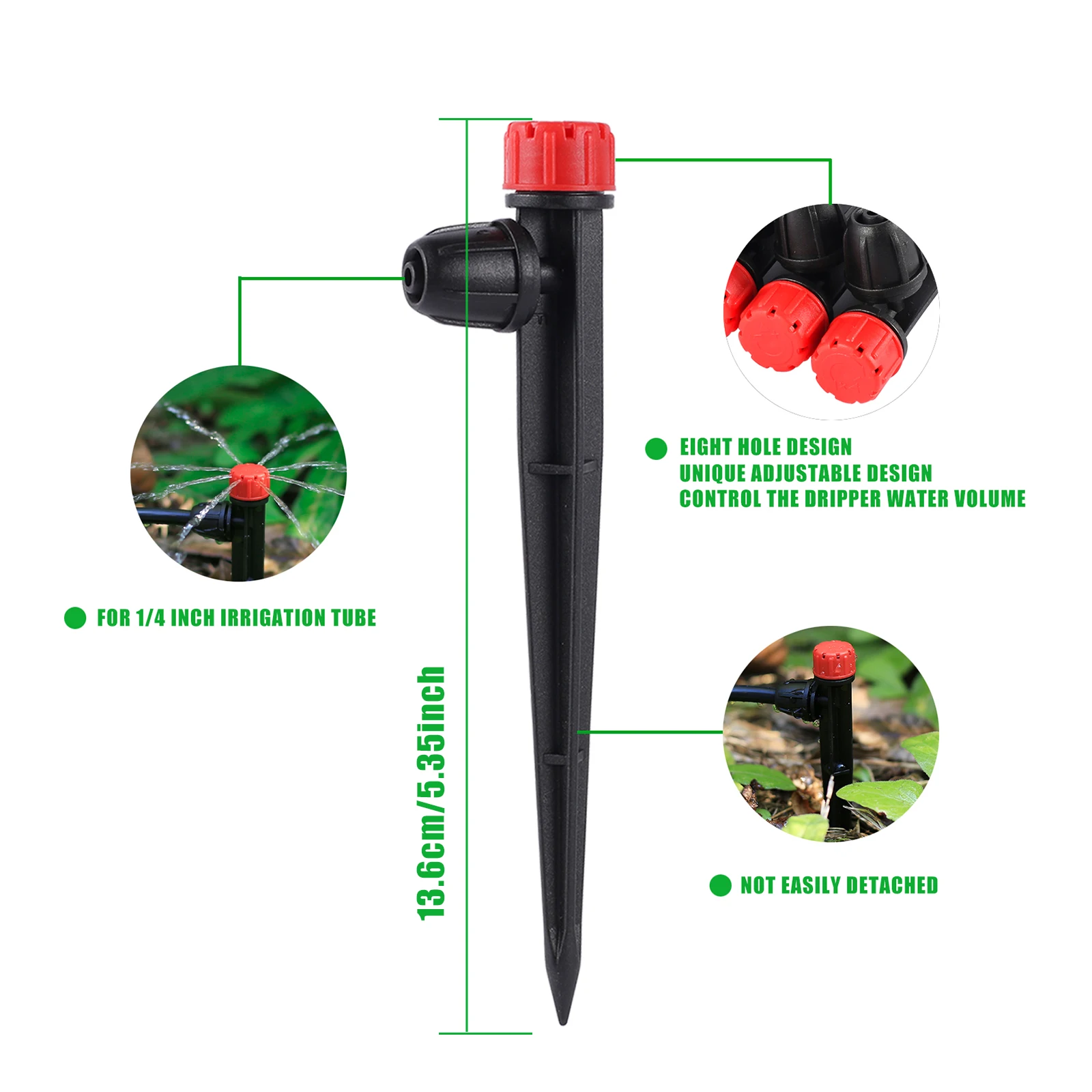 Description Picture 4 of item5/20/50/100Pcs 360° Scattering Sprinkler Watering Dripper Garden Farming Flower Lawn Irrigation Nozzle Locked Connect 1/4 Hose
