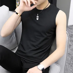 Casual  Wide Shoulder Vest Men's Sleeveless Vest Loose T-shirt Cotton Summer Sports Tight Bottoming Undershirt Running Clothing