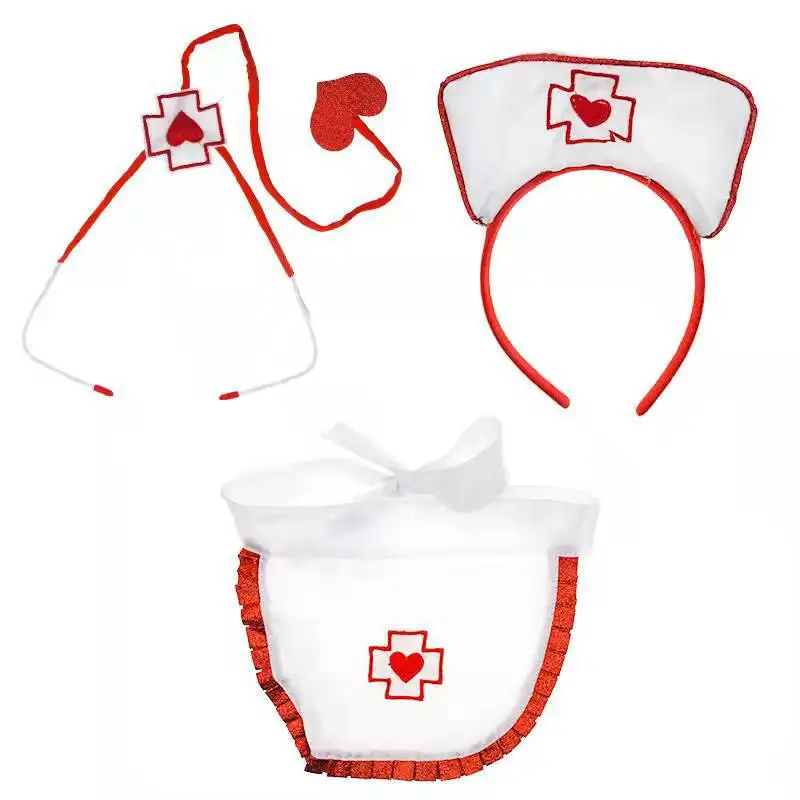 

Nurse Cosplay Accessory Headband Stethoscope Apron Bag Woman Role Play Party Nightclub Costume Dress Up Props Halloween