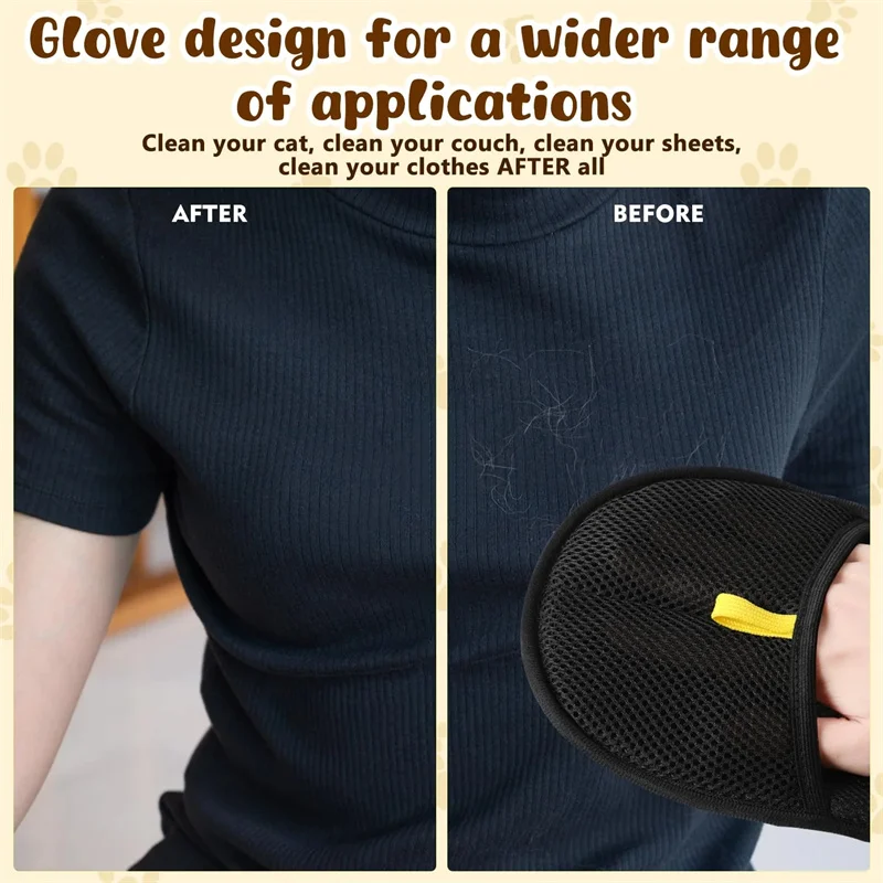 Pet Hair Remover Brushing Gloves – Remove Fur from Clothing, Furniture, Car Seats, Bedding & Upholstery Lint Hair Grooming Tool