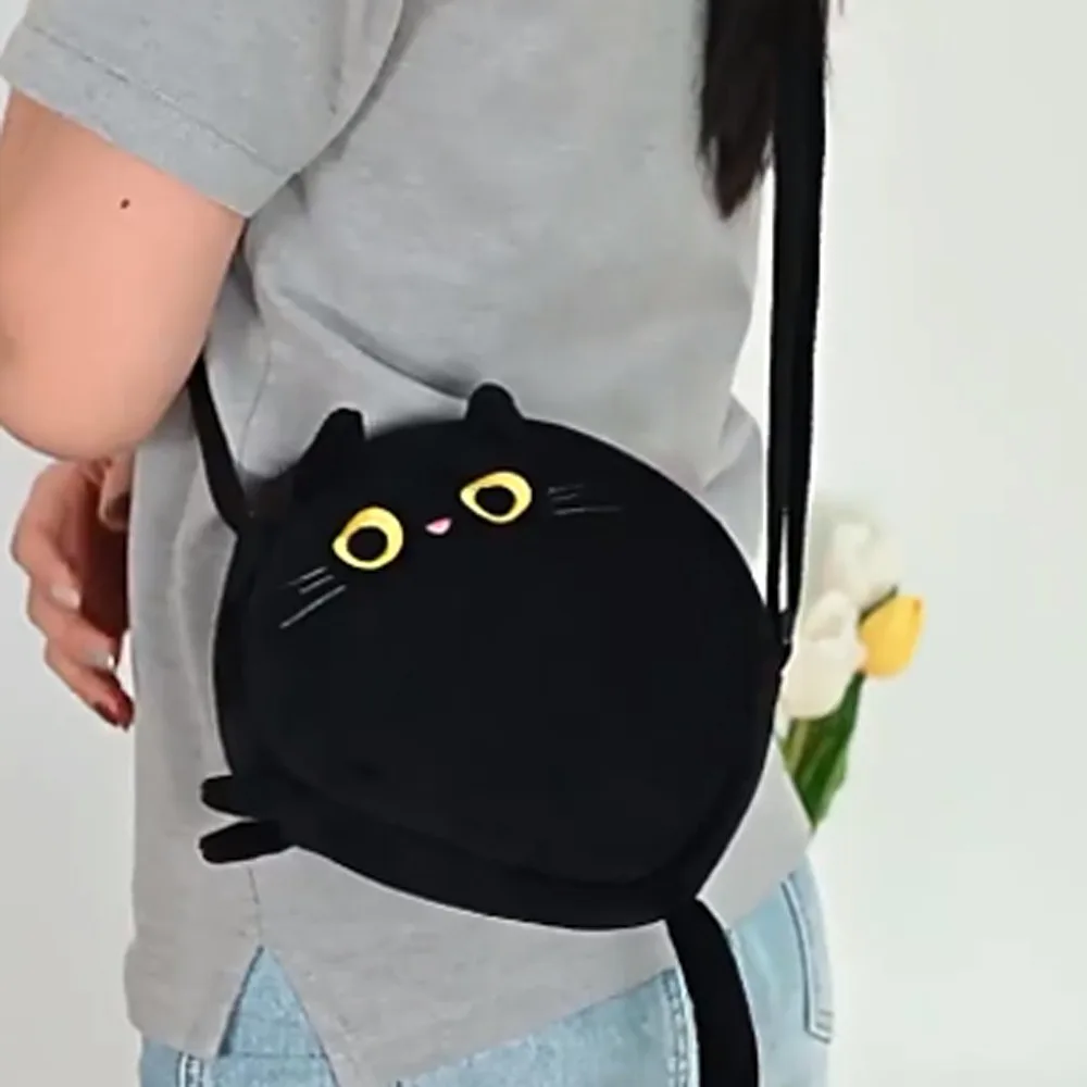 

Мультяшная Кукла Плюшевая кошка сумка через плечо Kawaii кошка плюшевая сумка Мягкая Милая Черная кошка