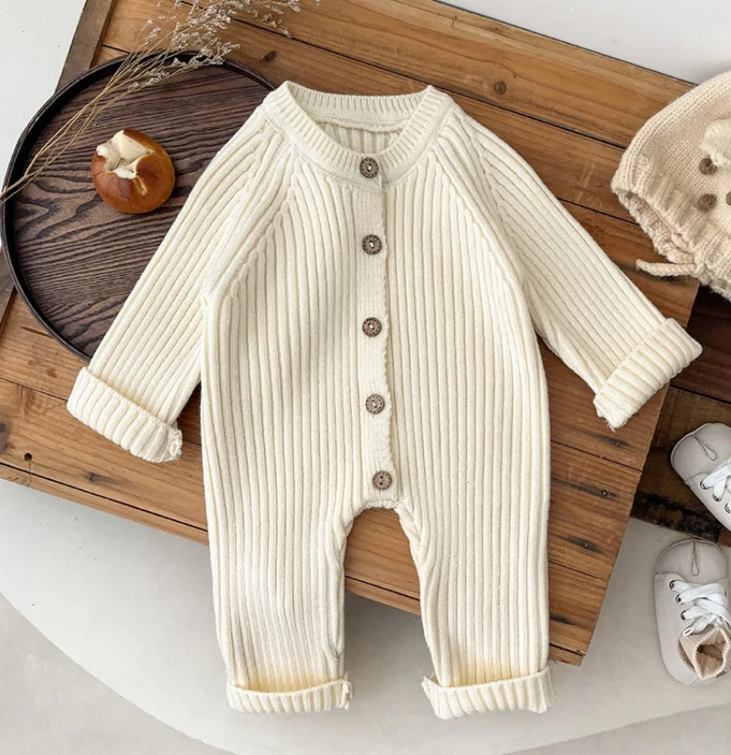 Solid Knit Cotton Baby Romper 3
