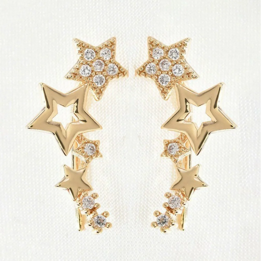 Mini Star Bar Stainless Steel Stud Earrings for Women Rose Gold Color Minimalist Korean Style Shiny CZ Versatile Jewelry Gift 3