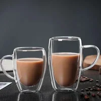 4 Sizes Heat Resistant Clear Double Wall High Borosilicate Glass Mug with Handle Coffee Milk Juice Water Cup Espresso Shot Glass 6