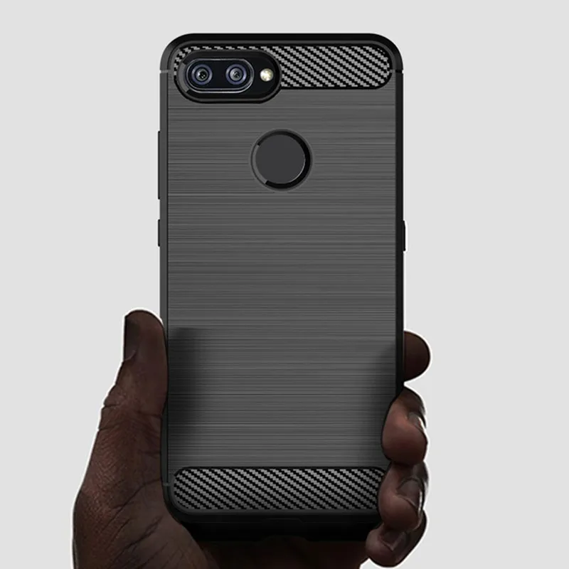 Luxury Carbon Fiber Soft TPU Phone Cover with Brushed Texture