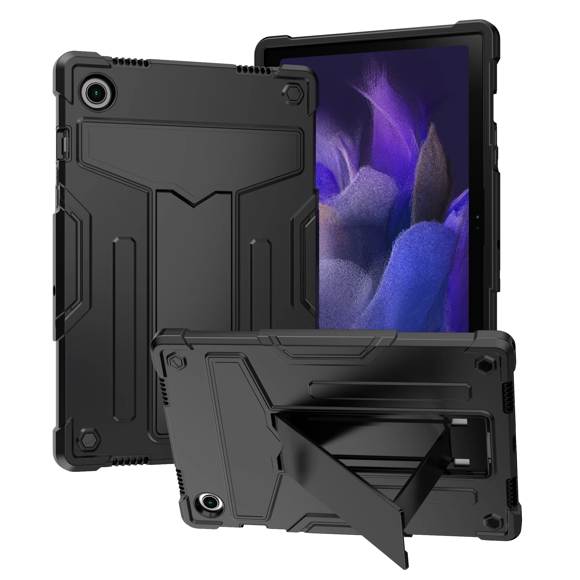 Sleek Two-Tone Tablet Case with Built-in T-Shaped Stand and All-Round Protection