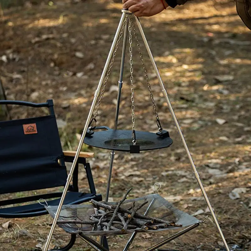 Outdoor Cooking Swivel Fire Grill Portable Tripod Charcoal BBQ Grill With Fire Pit And Adjustable Hanging Chain