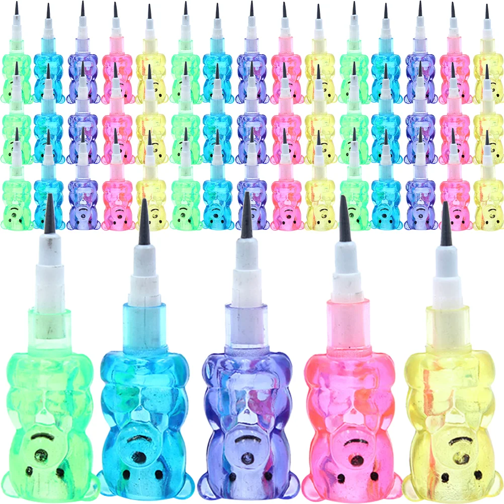 Ciieeo Stackable Plastic Bear Pencil Party Favors - 10Pcs Colored Kids Stacking Pencils for Birthday Favors