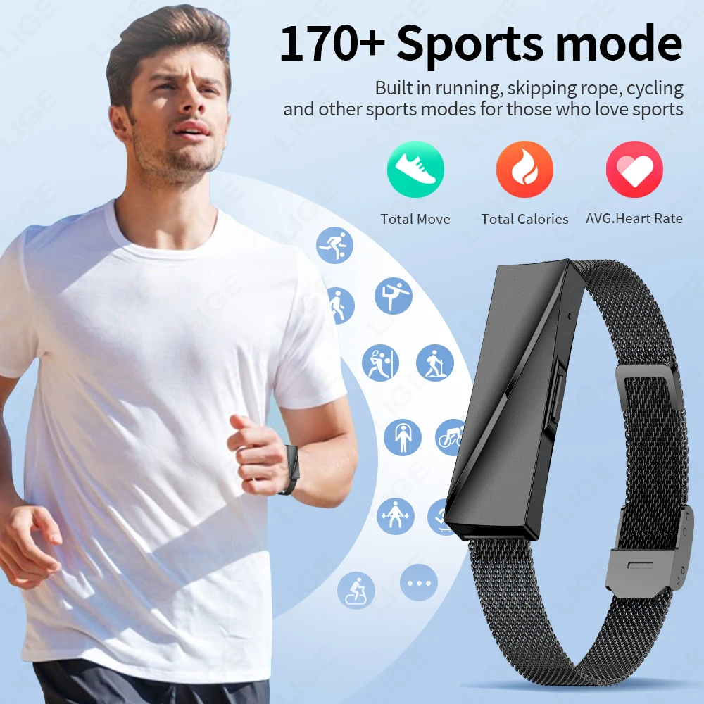LIGE No Screen Smart Watch Woman Sport Fitness Heart Rate Monitor Bracelet 1ATM Waterproof New Smartwatch For Andrio IOS Fashion