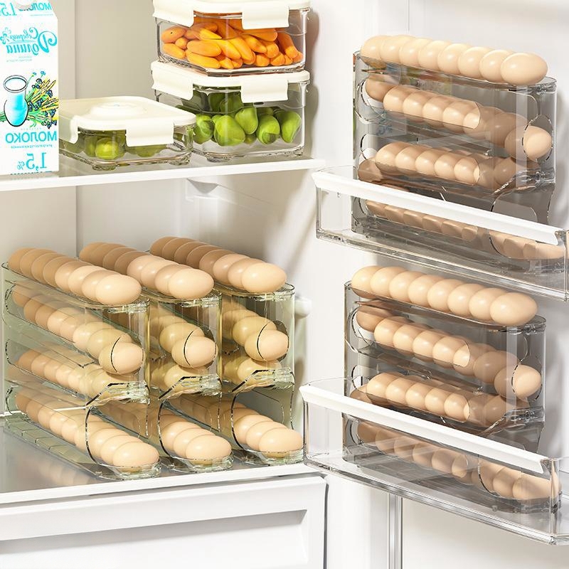 Automatic Roll-out Egg Storage Device Household Refrigerator Storage Box Egg Box Can Hold 30/15 Eggs High Quality Egg Rack