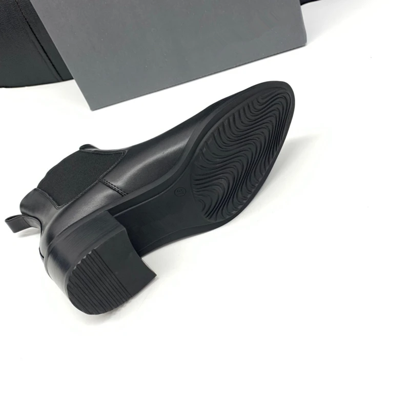 Dave&Di Autumn French Fashion Ladies Elegant Genuine  High Heel Boots Leather Comfortable Casual Chelsea Boots Women