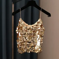 Fashion Women Sequined Tank Top New Sexy V Neck Strap Camis Club Girls Sequin Sleeveless Short Camisole Vest Tops SF792 - Image 3