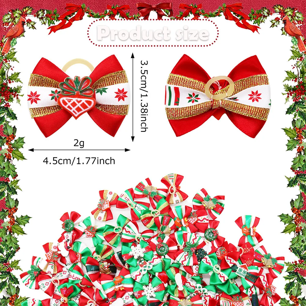 Handmade Puppy Hair Bows – 10/20/30PCS Christmas Dog Accessories 3