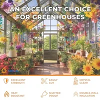Greenhouse Panels 8mm Twin Wall Polycarbonate Roof Sheets 0.32" Clear Shatterproof UV Protection Shatterproof Insulation Optimal 2