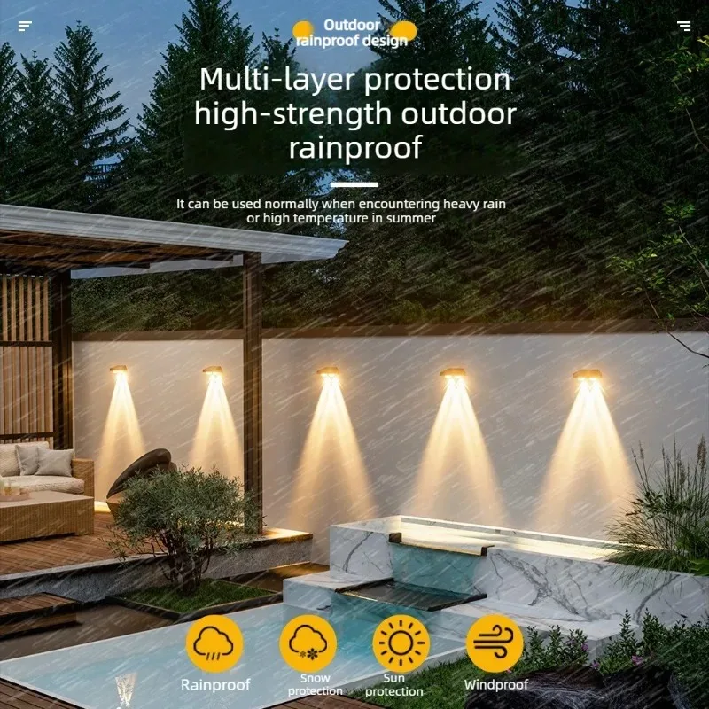 2PCS 2/3LED 태양광 조경등 방수 고휘도 벽걸이형 정원 통로 데크 계단 야외 조명용