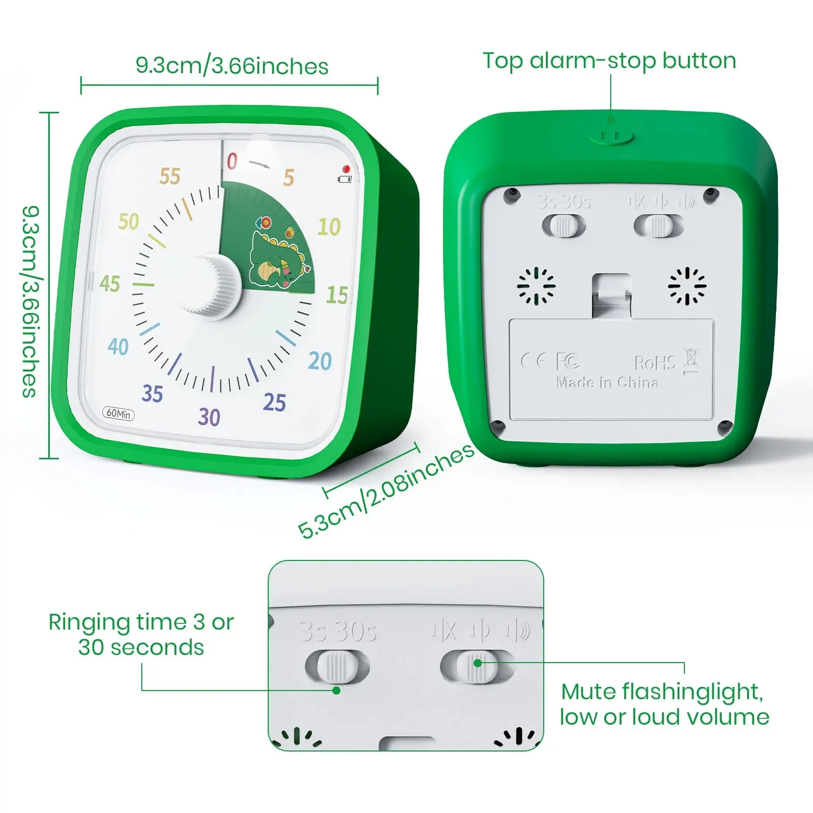 Visual Timer Yunbaoit Rainbow Disk with Protective Case 60 Minute Countdown Timer for Kids and Adults