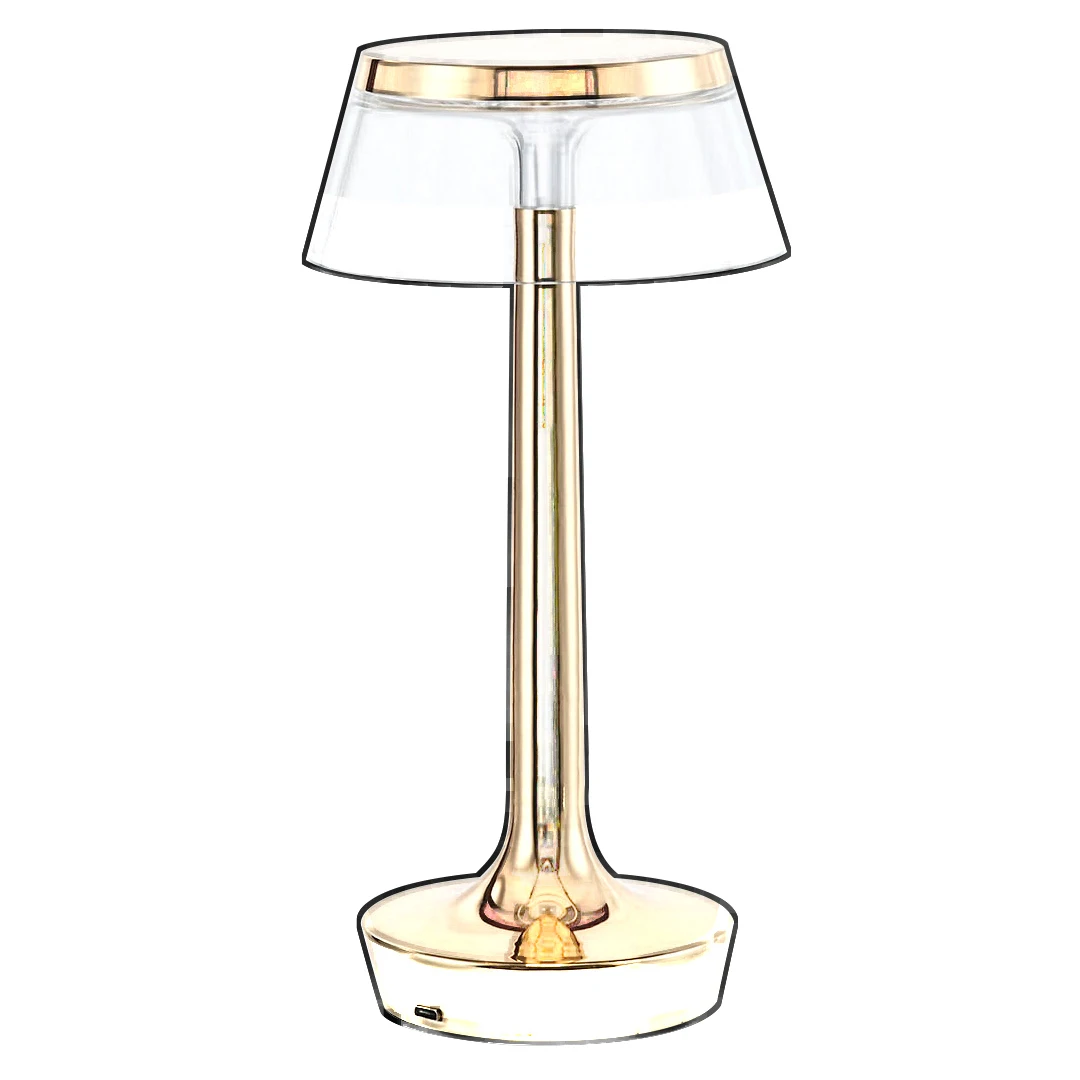 CordlessTableLampModernSimpleClearLampshadeRechargeableBedside