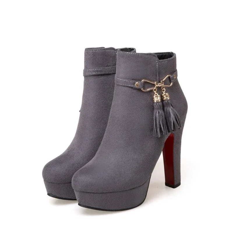 

Big Size boots women shoes ankle boots for women ladies boots shoes woman winter Solid color round head thin heel