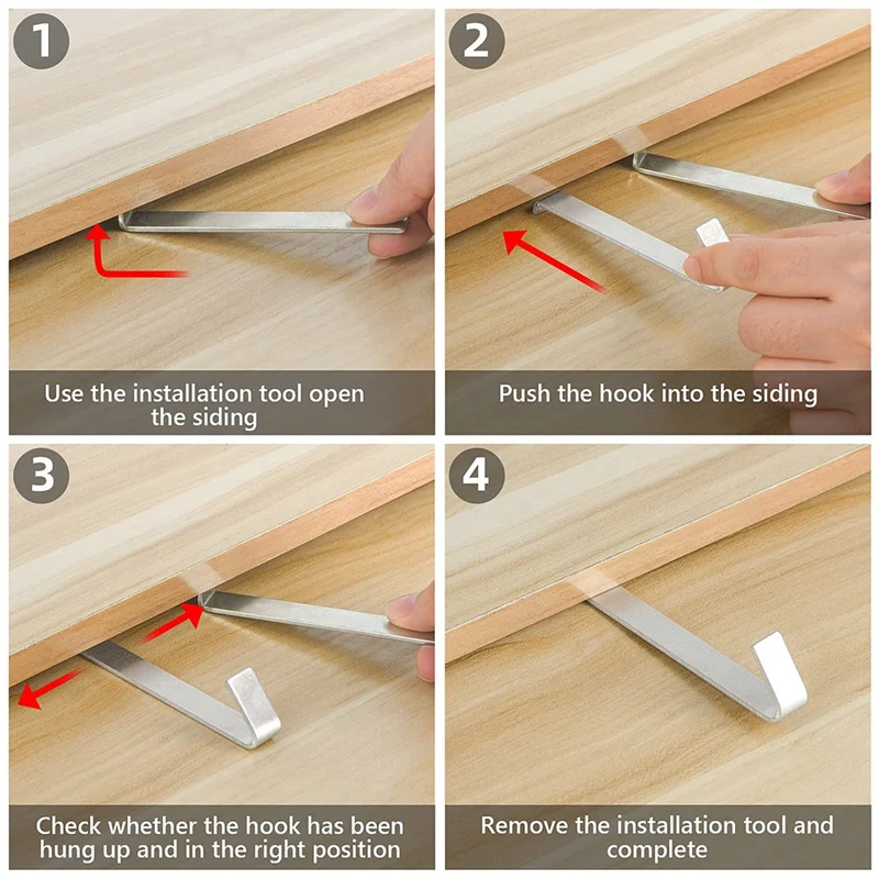 6 Pack No Damage Siding Hook, Metal Hook Without Require Drilling, Hooks For Fiber Cement Board Siding Durable Easy Install