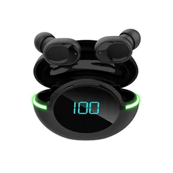 Bluetooth Wireless Sports Earphones - Waterproof, Noise Reduction, Digital Display (Black)