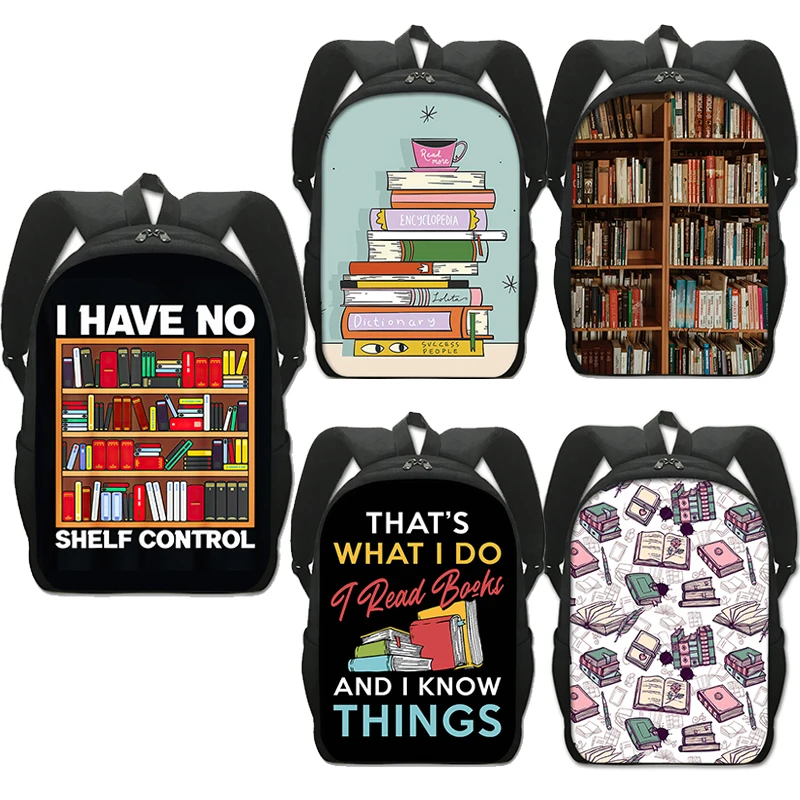 

I Have No Shelf Control Print Backpacks Librarian Books Lover Women Men School Bags Children for Travel Daypack Bookbag Gifts