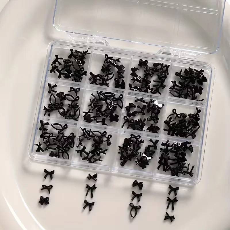 레진으로 제작된 다채롭고 달콤한 리본 네일 아트 액세서리 12개들이 한 상자, DIY 네일 장식에 적합합니다.