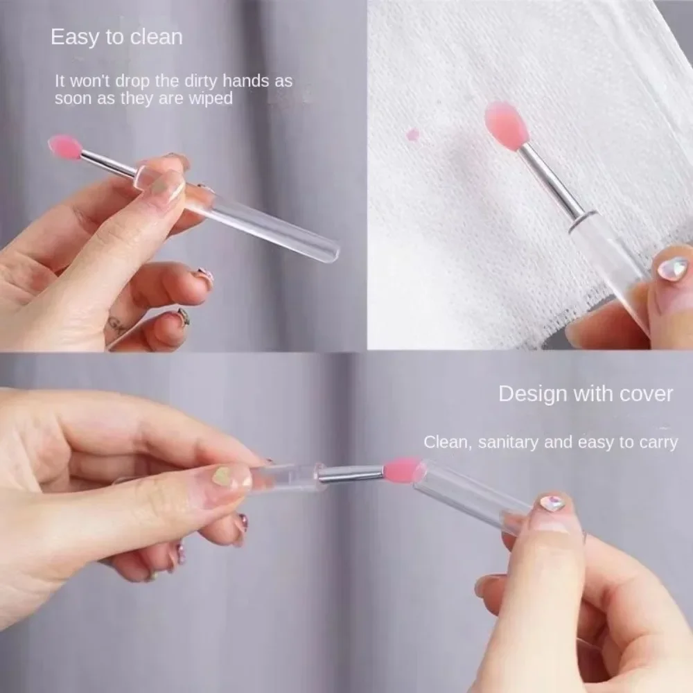 1PC Portable Silicone Lip Brush with Cover Soft Multifunctional Lip Balm Applicator Lipstick Lipgloss Makeup Brush Makeup Tools lip brush makeup tool makeup brush
