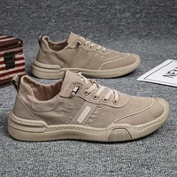 2024 New Summer Breathable Ice Silk Canva Men's Casual Trendy Flip Flops One Step Work Lazy Men's Shoes Rubber Sole Non-Leather