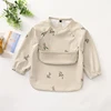 New Children Feeding Aprons Long Sleeve Baby Bib With Pocket Full Cover Kid Gown With Bag Waterproof Long-Sleeve Smock 6