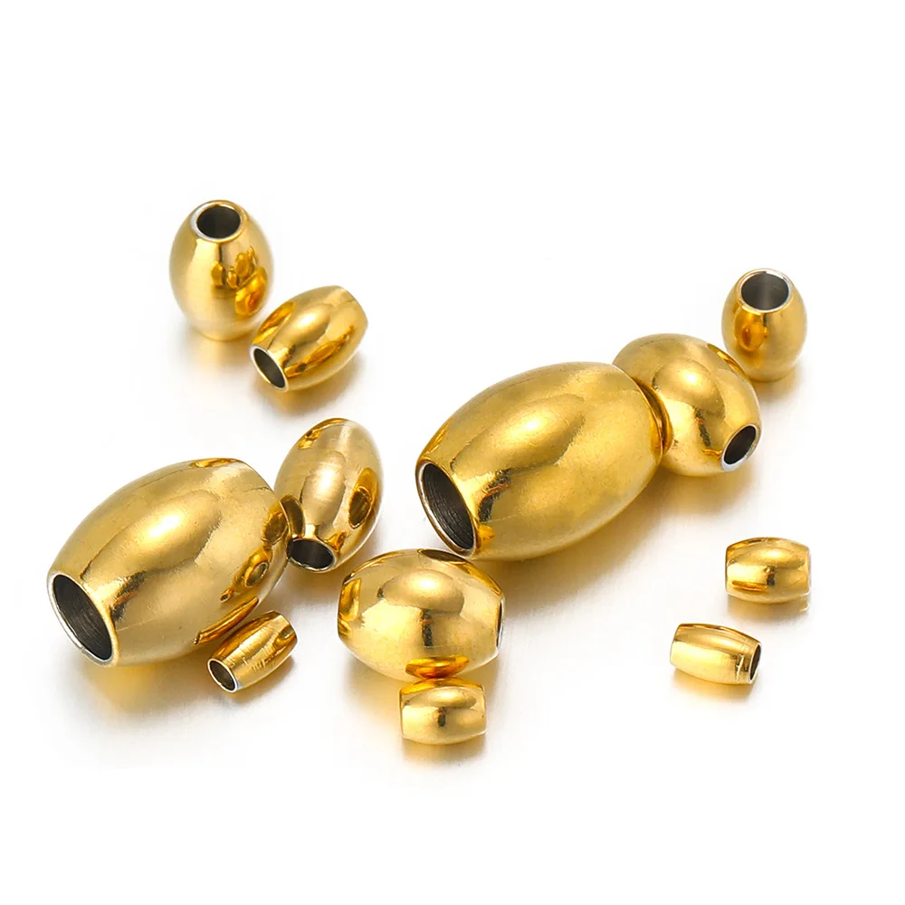 

50Pcs Stainless Steel Oval Spacer Beads Metal Loose Beads for DIY Necklace Jewelry Making Bracelet Accessories Findings