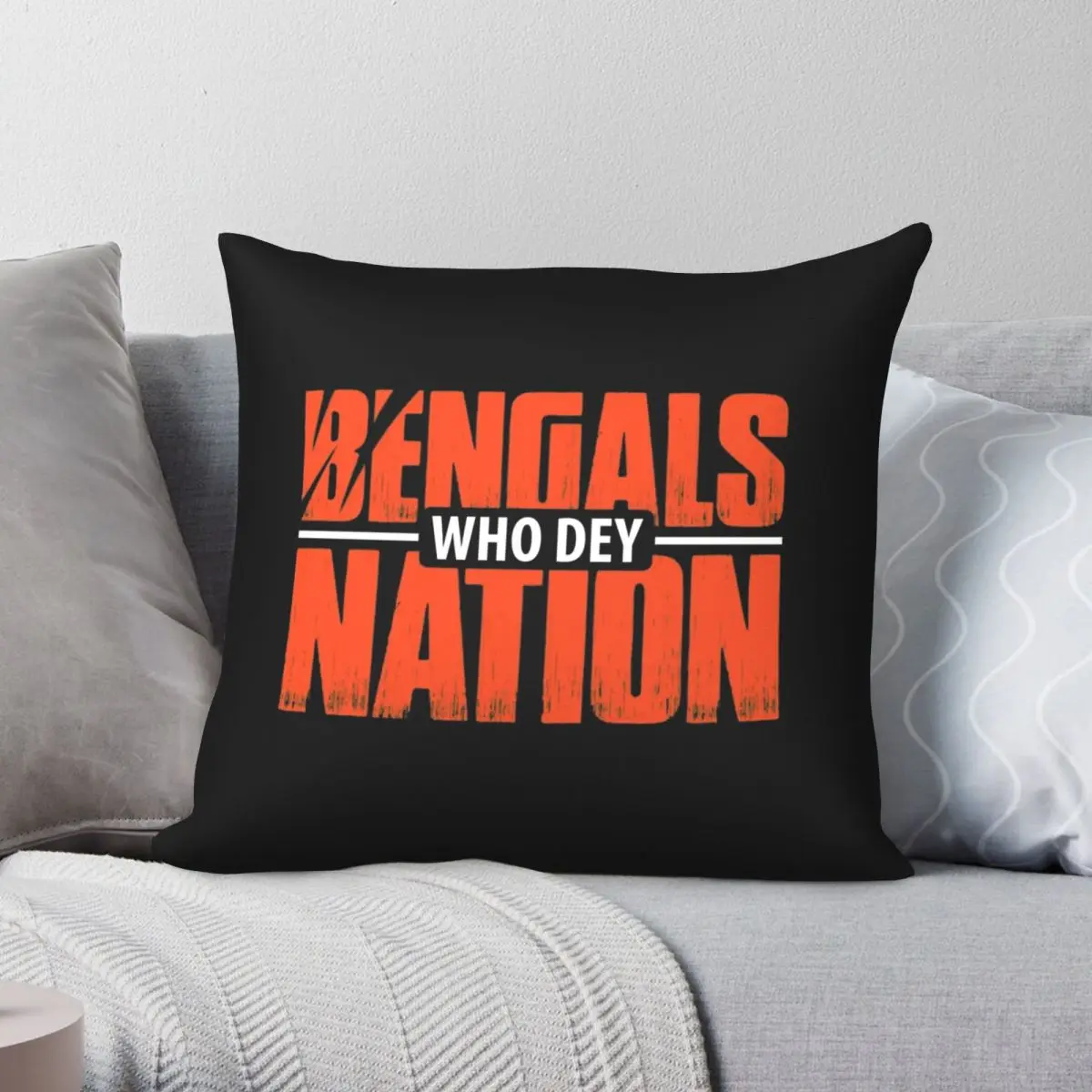 

Who Dey Bengals Nation Square Pillowcase Polyester Linen Velvet Creative Zip Decor Pillow Case Car Cushion Cover