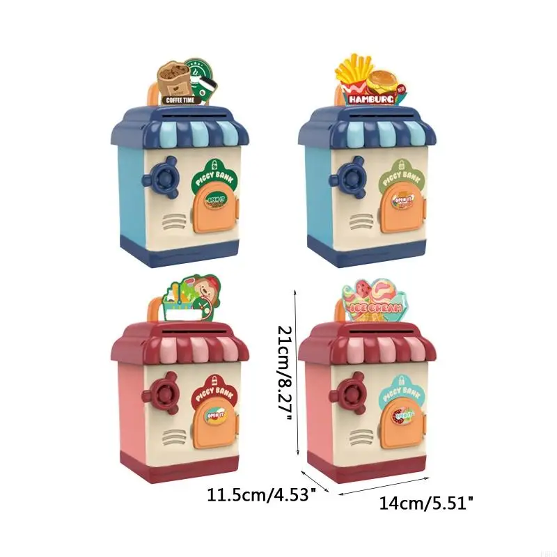 F68D Fingerprint ATM Piggy Password Code Lock Coin Cash Storage Bin for Kid Children Boy Girl Safe Box 6
