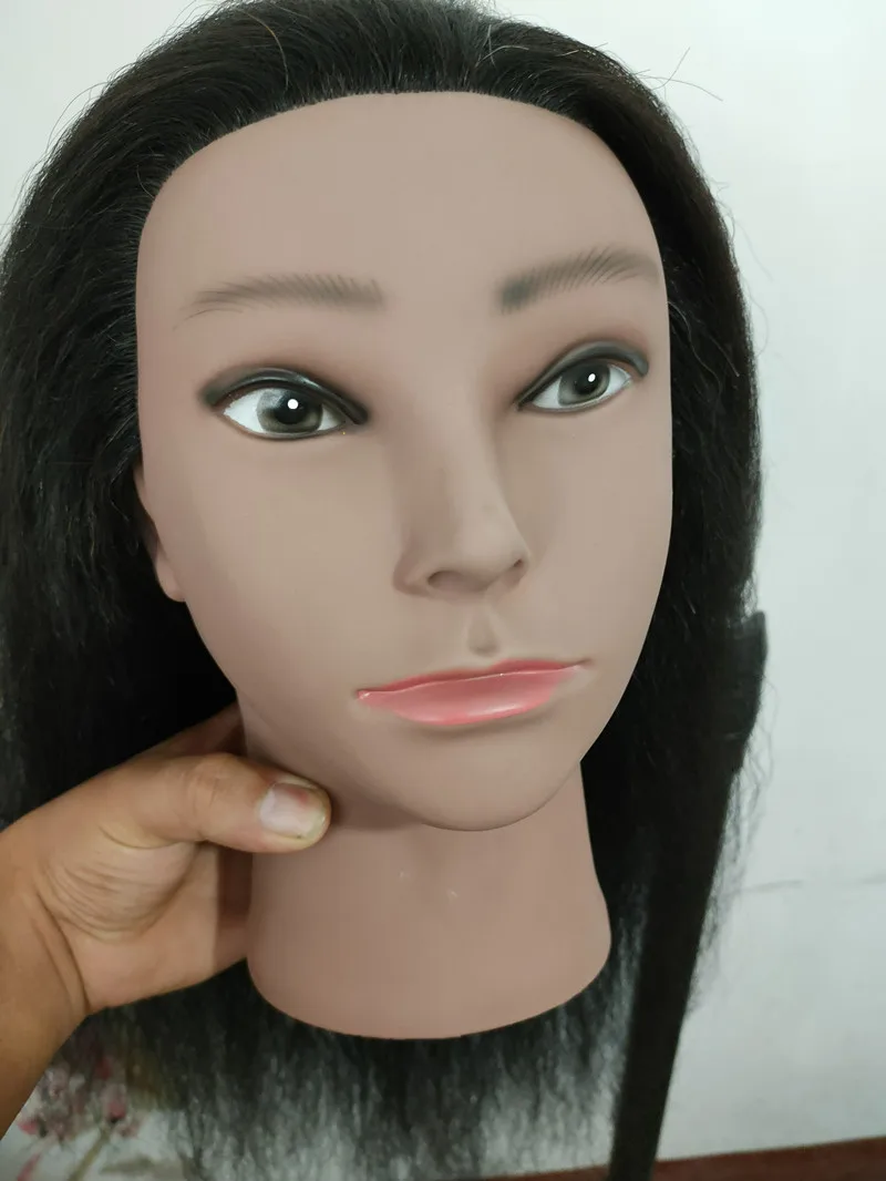 African Mannequin Training Head With Real Human Hair Manikin