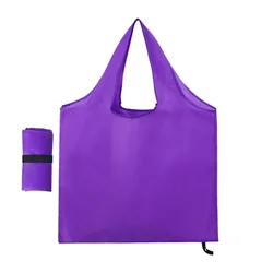 Eco - Friendly Foldable Reusable Shopping Tote Bag - Single Shoulder Handle - 2PCS (Purple)