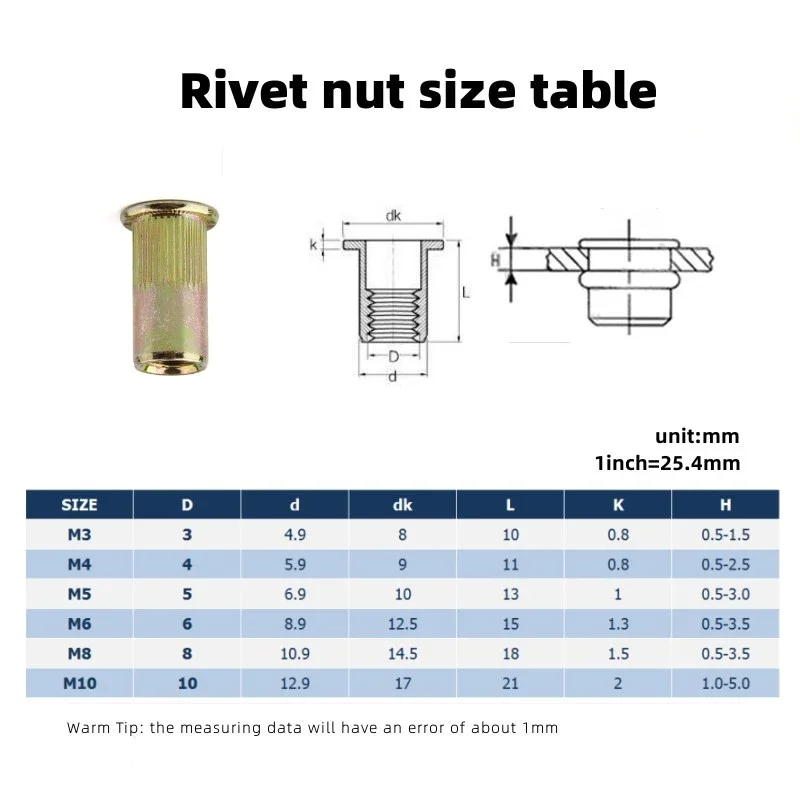 Rivet Nut Tool Rivet Nut Tool Hand Rivet Nut Gun Head Simple Installation Manual Riveter Rivnut Tool Accessory for Nuts M3 M4 M5 M6 M8 M10