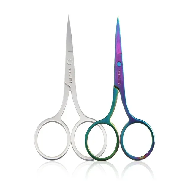 2Pcs Eyebrow Scissor Makeup Eyelash Trimmer Facial Hair Remover Manicure Scissor Nail Cuticle Tool Beauty Scissors
