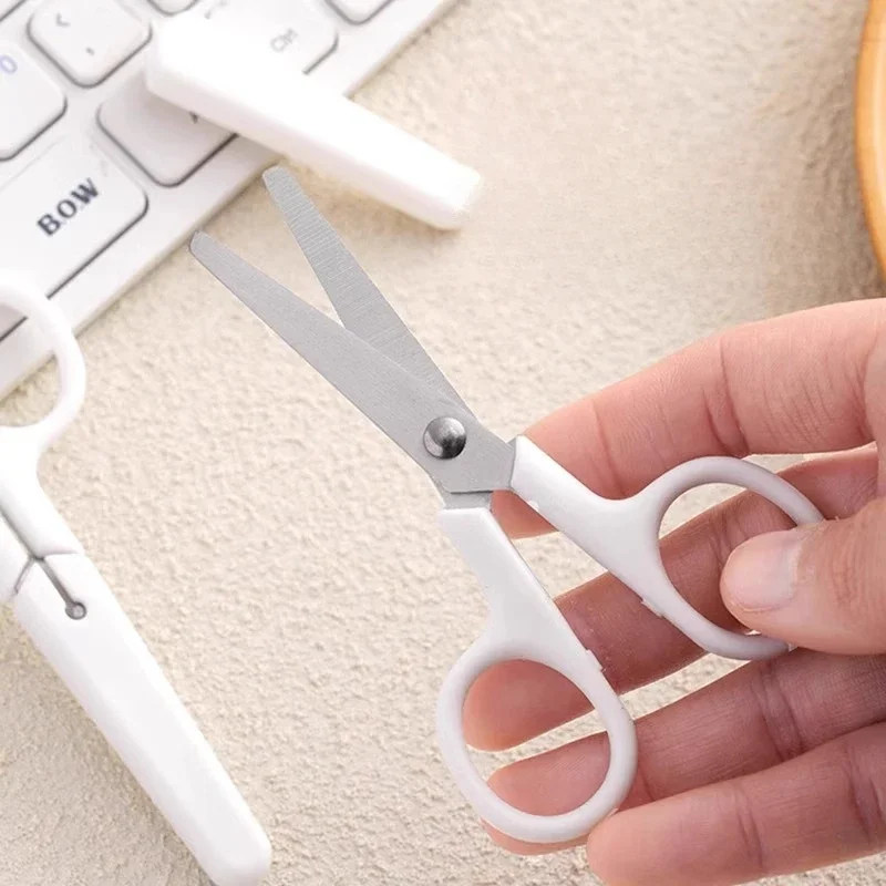 1pc Mini White Scissors, Portable Stainless Steel Blade Paper Cutter, Handmade Stationery, Gift For Office School - 2