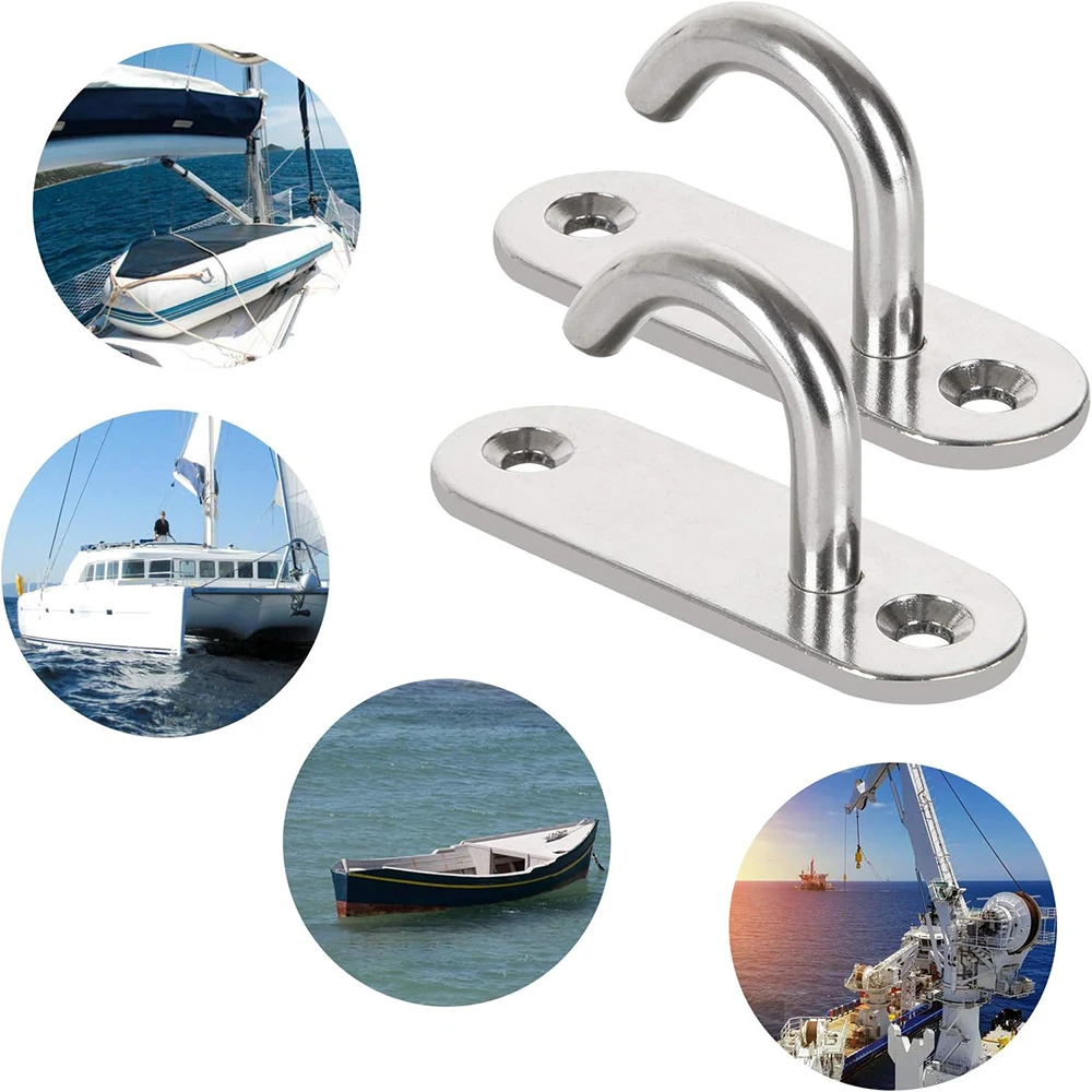 304 Stainless Steel Hook 2.36-inch Pad Eye Plate U-shaped Hook, M6 Oval Opening Hook J M6 Pad Eye, Load-bearing Capacity 1pcs