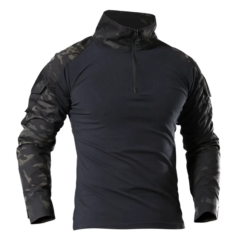 Outdoor Tactical Shirts Hiking Tops Men Clothing CP Camo Long Sleeve T-Shirts Climbing Shirt Cotton Hunting Clothes 3