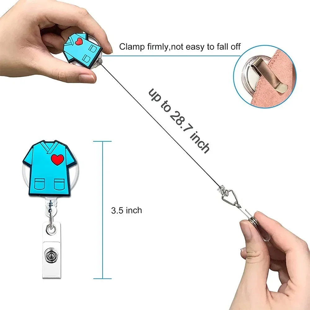 Cartoon Nurse Doctor Hospital Medical Retractable Badge Reel Dress Clips Brooches With Tags ID Name Card Holders Gift